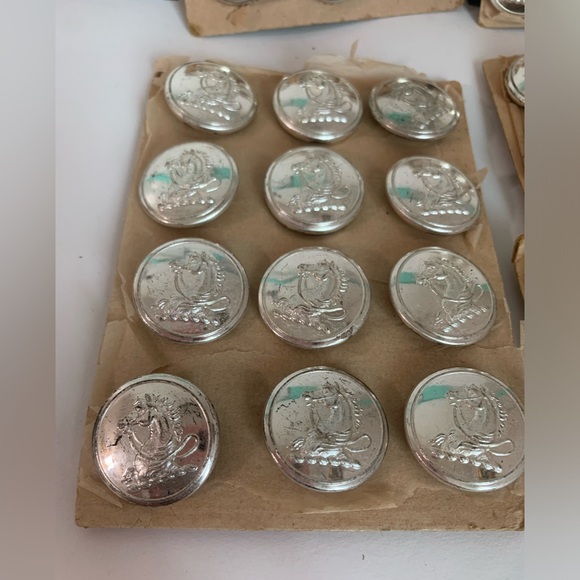 Vintage Horse Equestrian Silver Tone Metal Buttons-Set Of 34 - Picture 2 of 4